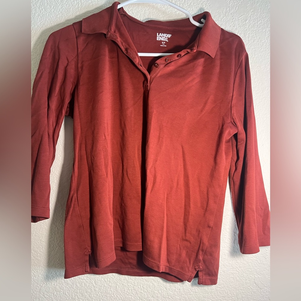 Land’s End Burgundy 3/4 Sleeve Shirt